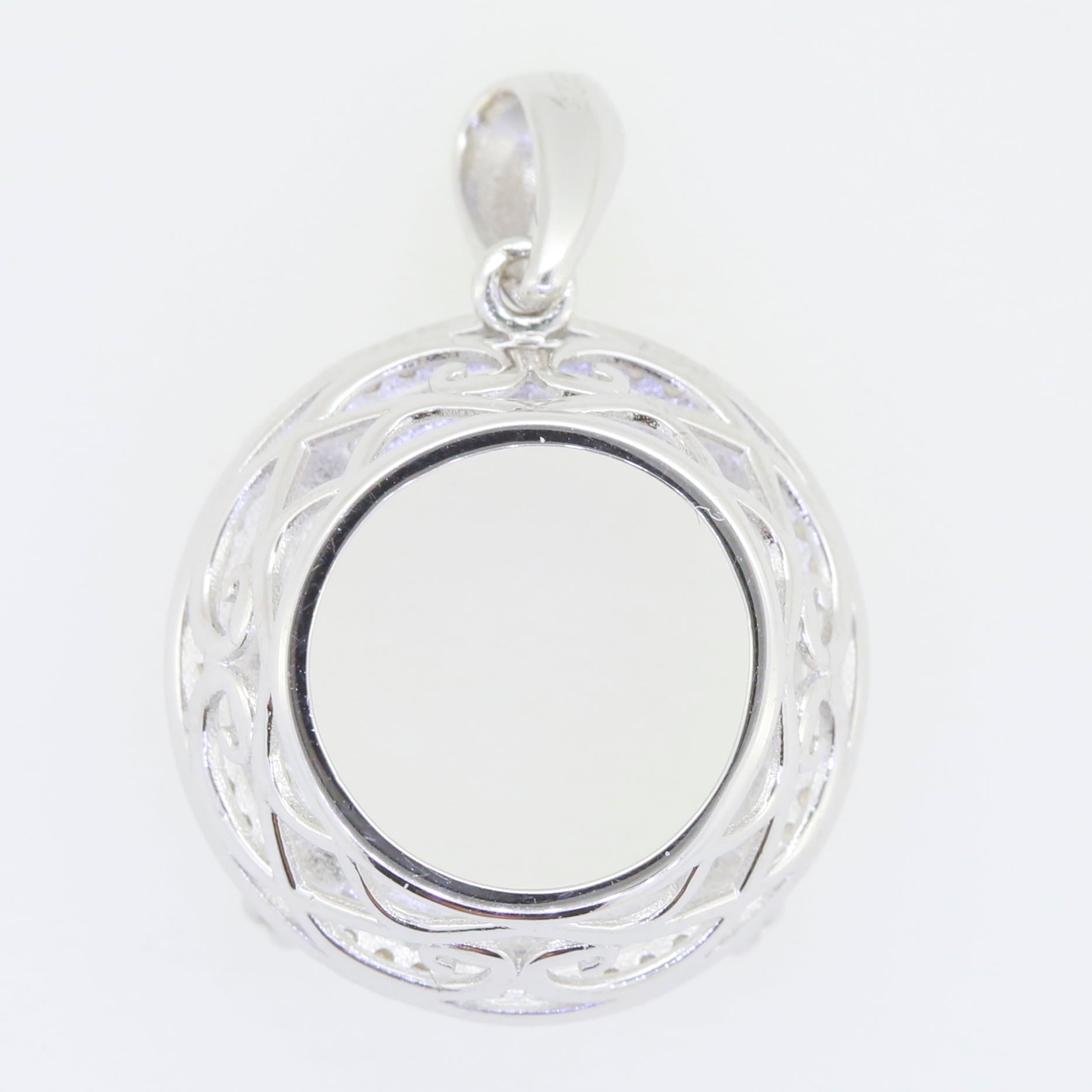 Sterling Silver Semi Mount Pendant Setting Round RD 13X13mm Halo Syzjewelry