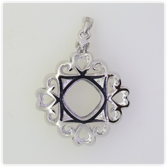 Sterling Silver Semi Mount Pendant Setting Cushion CU 10X10mm DHJ