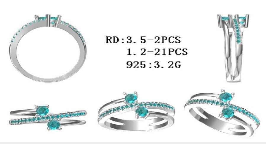 Sterling Silver Semi Mount Ring Setting Round RD 3.5x3.5mm White Topaz PJC4187R Syzjewelry