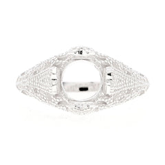 Sterling Silver Semi Mount Ring Setting Round RD 8x8mm Art Deco Style L059R059W7 Syzjewelry