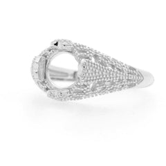 Sterling Silver Semi Mount Ring Setting Round RD 8x8mm Art Deco Style L059R059W7 Syzjewelry