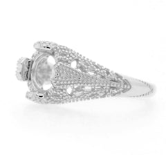 Sterling Silver Semi Mount Ring Setting Round RD 8x8mm Art Deco Style L059R059W7 Syzjewelry