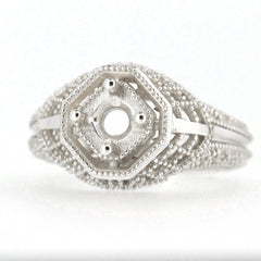10K Gold Semi Mount Ring Setting Round RD 5x5mm Art Deco Style Syzjewelry