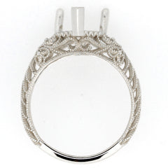 18K Gold Semi Mount Ring Setting Round RD 7.5x7.5mm Art Deco Style Syzjewelry