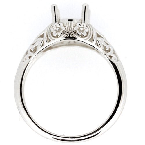 Sterling Silver Semi Mount Ring Setting Oval OV 8x6mm Art Deco Style - Syzjewelry