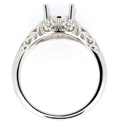 Sterling Silver Semi Mount Ring Setting Oval OV 8x6mm Art Deco Style - Syzjewelry