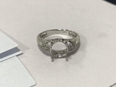 18K Gold Semi Mount Ring Setting Round RD 7.5x7.5mm Art Deco Style Syzjewelry