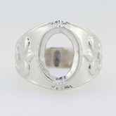 Sterling Silver Semi Mount Ring Setting OV 12x10mm Fleur De Lis Syzjewelry