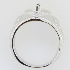Sterling Silver Semi Mount Ring Setting OV 12x10mm Fleur De Lis Syzjewelry