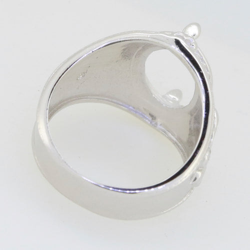 Sterling Silver Semi Mount Ring Setting OV 12x10mm Fleur De Lis Syzjewelry