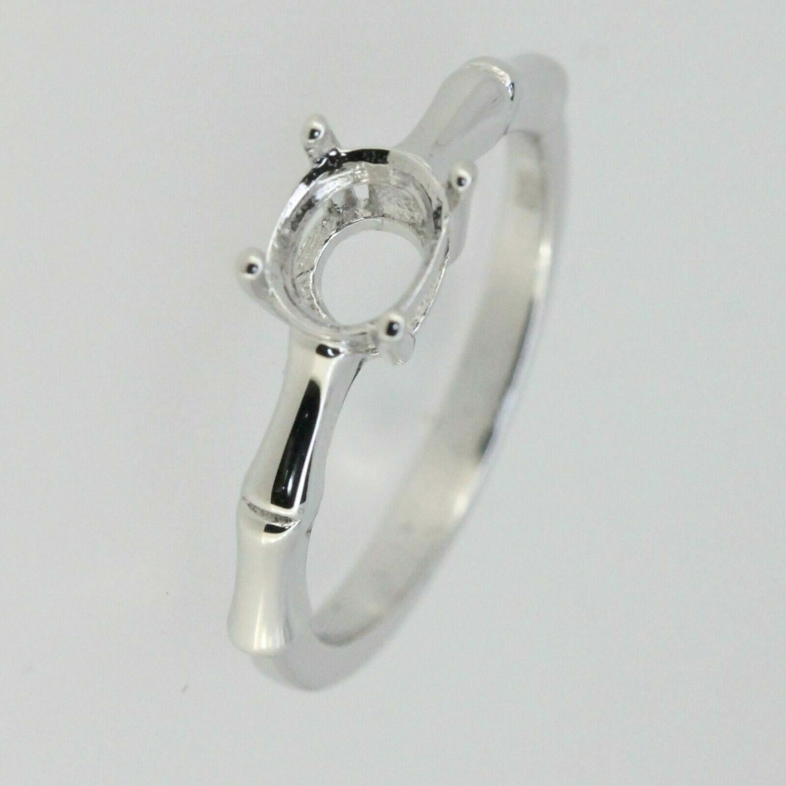 Sterling Silver Semi Mount Ring Setting Round RD 6x6mm Bamboo Shank Solitaire Syzjewelry