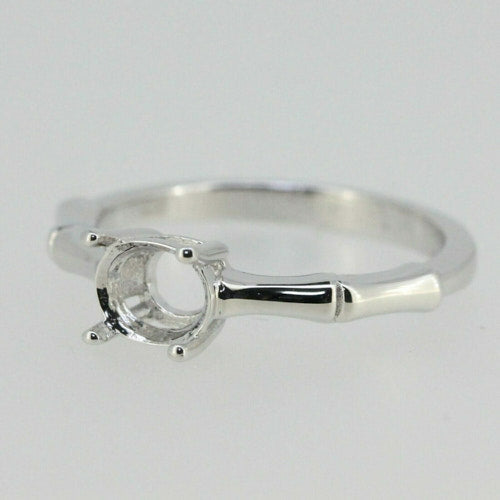 Sterling Silver Semi Mount Ring Setting Round RD 6x6mm Bamboo Shank Solitaire Syzjewelry