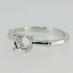 Sterling Silver Semi Mount Ring Setting Round RD 6x6mm Bamboo Shank Solitaire Syzjewelry