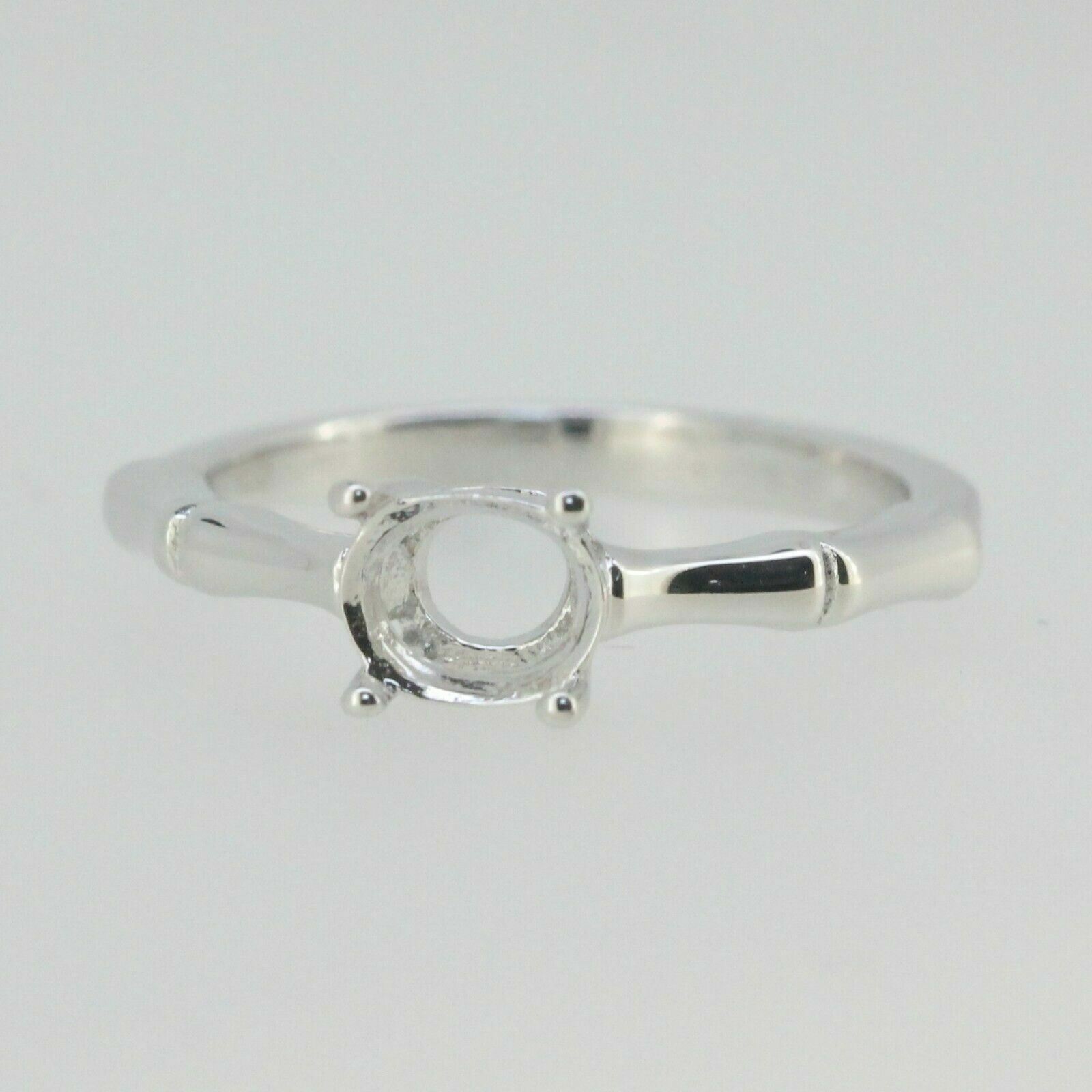 Sterling Silver Semi Mount Ring Setting Round RD 6x6mm Bamboo Shank Solitaire Syzjewelry