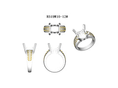 Sterling Silver Semi Mount Ring Setting Princess SQ 12x12mm CU13x13 Men's Ring Art Deco Syzjewelry