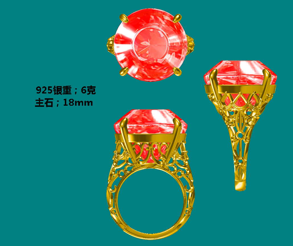 Sterling Silver Semi Mount Ring Setting Round RD 18x18mm Art Deco Style Syzjewelry