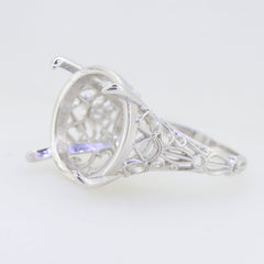 Sterling Silver Semi Mount Ring Setting Round RD 18x18mm Art Deco Style Syzjewelry