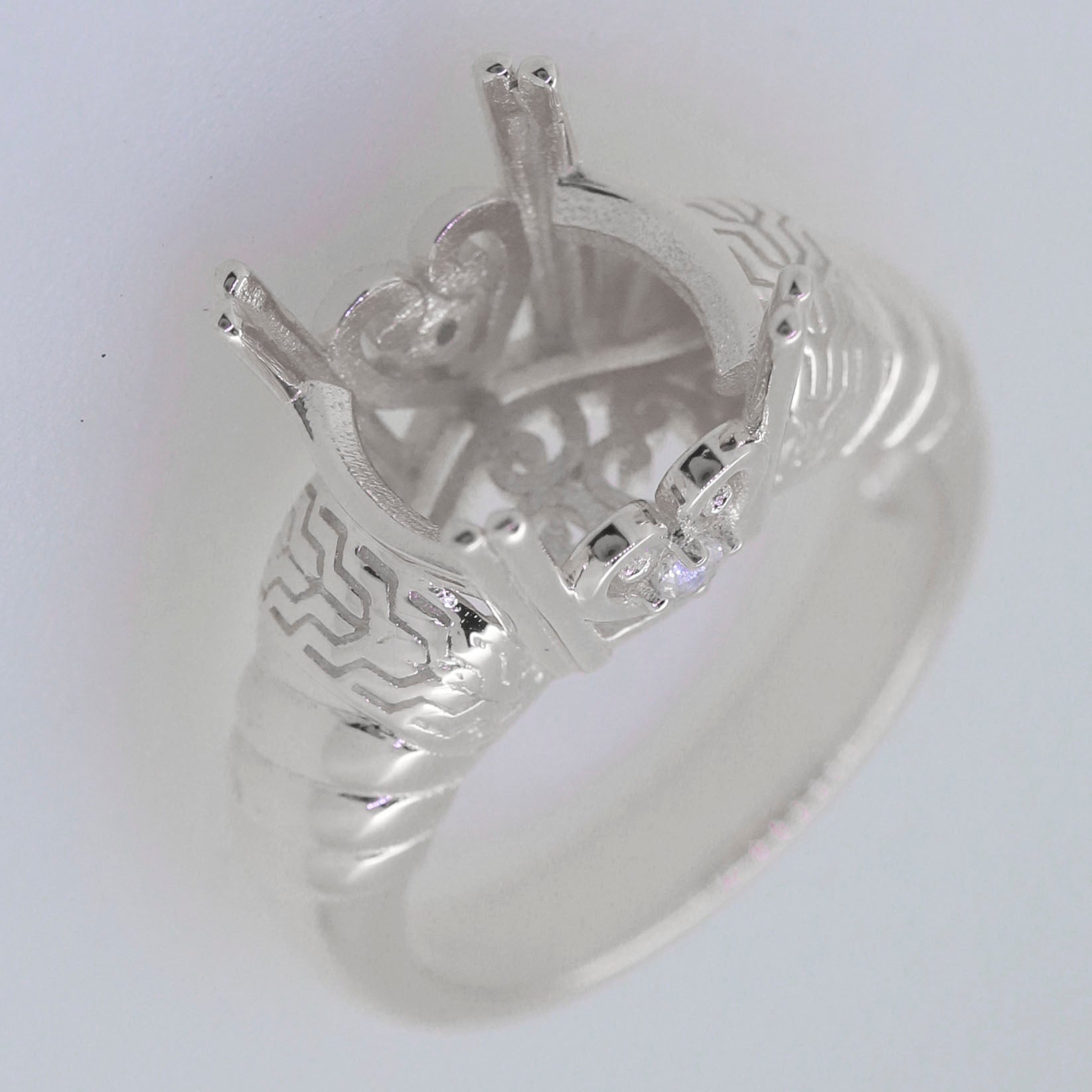 Sterling Silver Semi Mount Ring Setting Round RD 12x12mm Syzjewelry