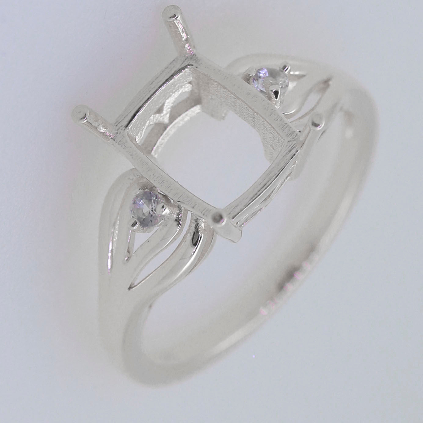 Sterling Silver Semi Mount Ring Setting Cushion CU 10x8mm Syzjewelry