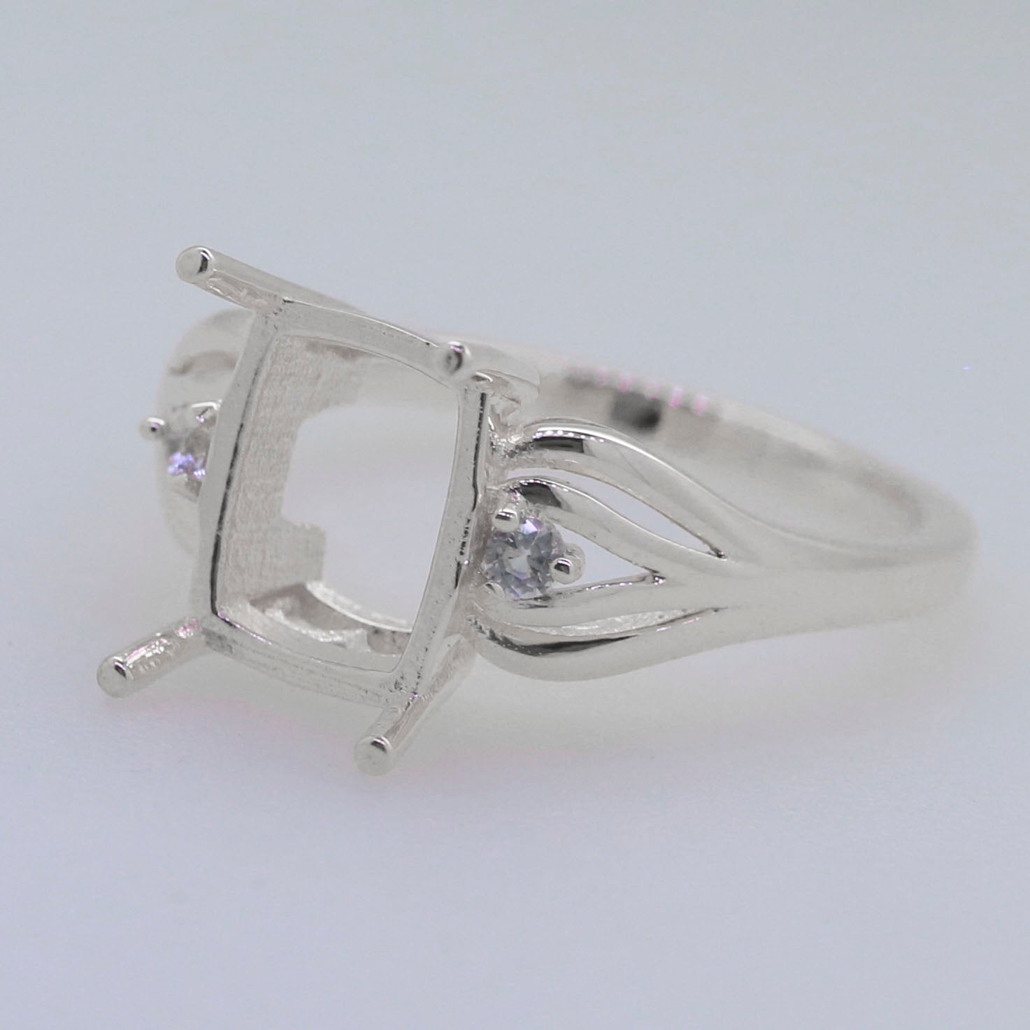 Sterling Silver Semi Mount Ring Setting Cushion CU 10x8mm Syzjewelry