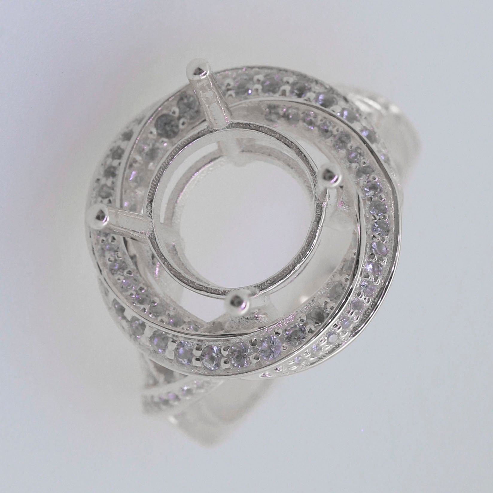 Sterling Silver Semi Mount Ring Setting Round RD 11x11mm Syzjewelry