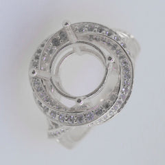Sterling Silver Semi Mount Ring Setting Round RD 11x11mm Syzjewelry