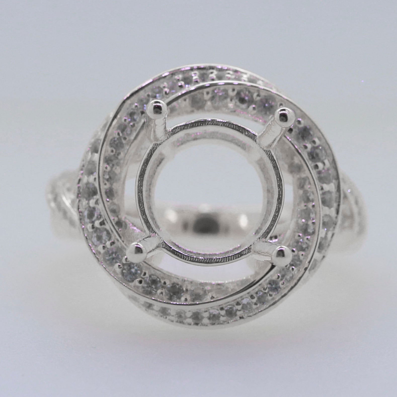 Sterling Silver Semi Mount Ring Setting Round RD 11x11mm Syzjewelry