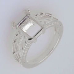 Sterling Silver Semi Mount Ring Setting OCT Emerald 10x8mm Syzjewelry