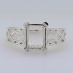 Sterling Silver Semi Mount Ring Setting OCT Emerald 10x8mm Syzjewelry