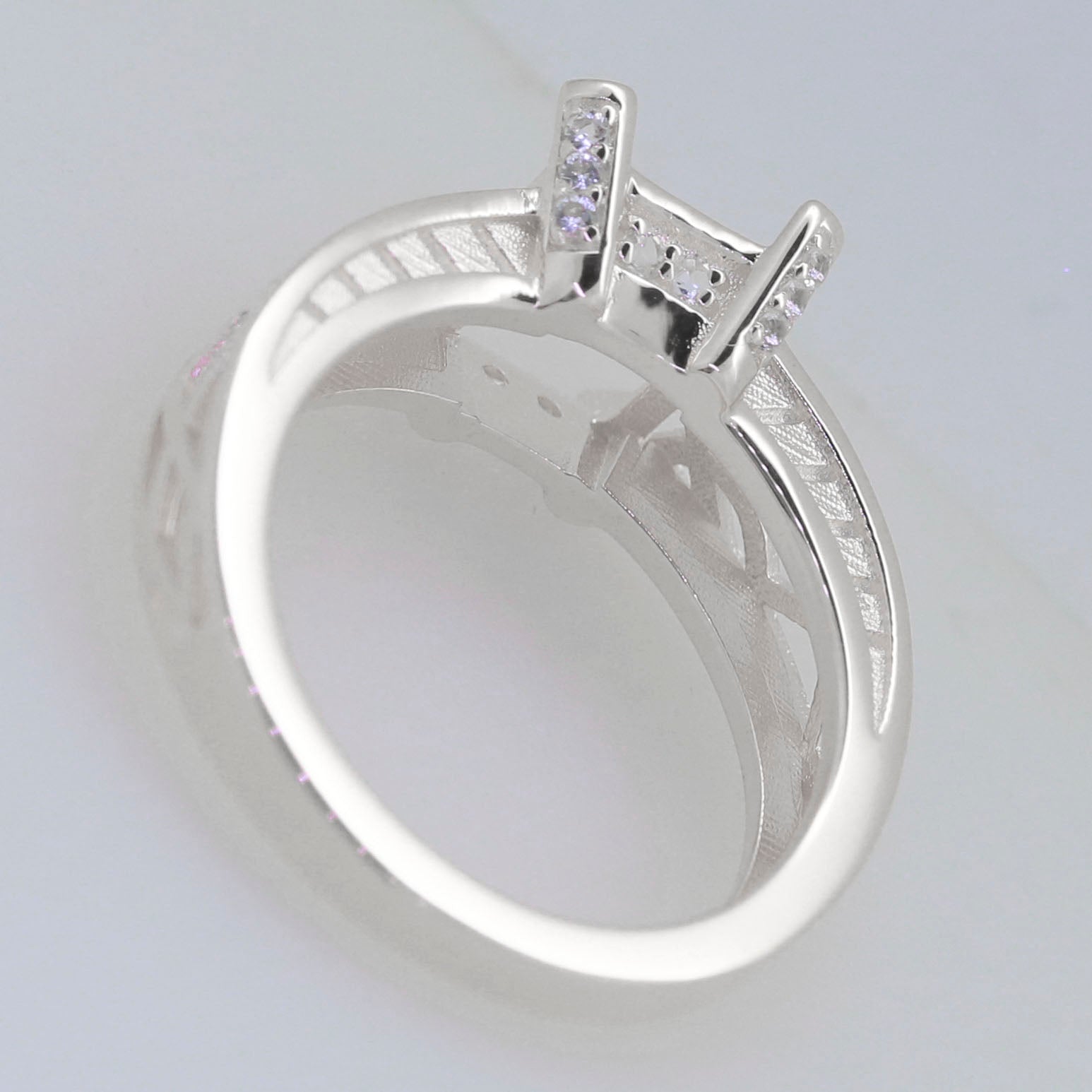 Sterling Silver Semi Mount Ring Setting OCT Emerald 10x8mm Syzjewelry