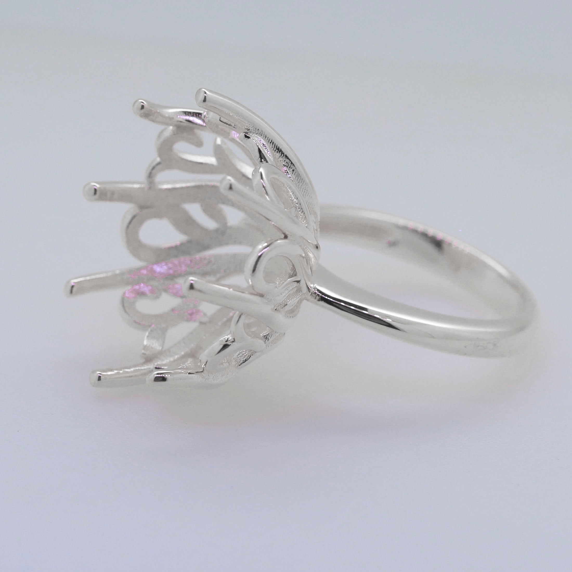 Sterling Silver Semi Mount Ring Setting Round RD 20x20mm Syzjewelry