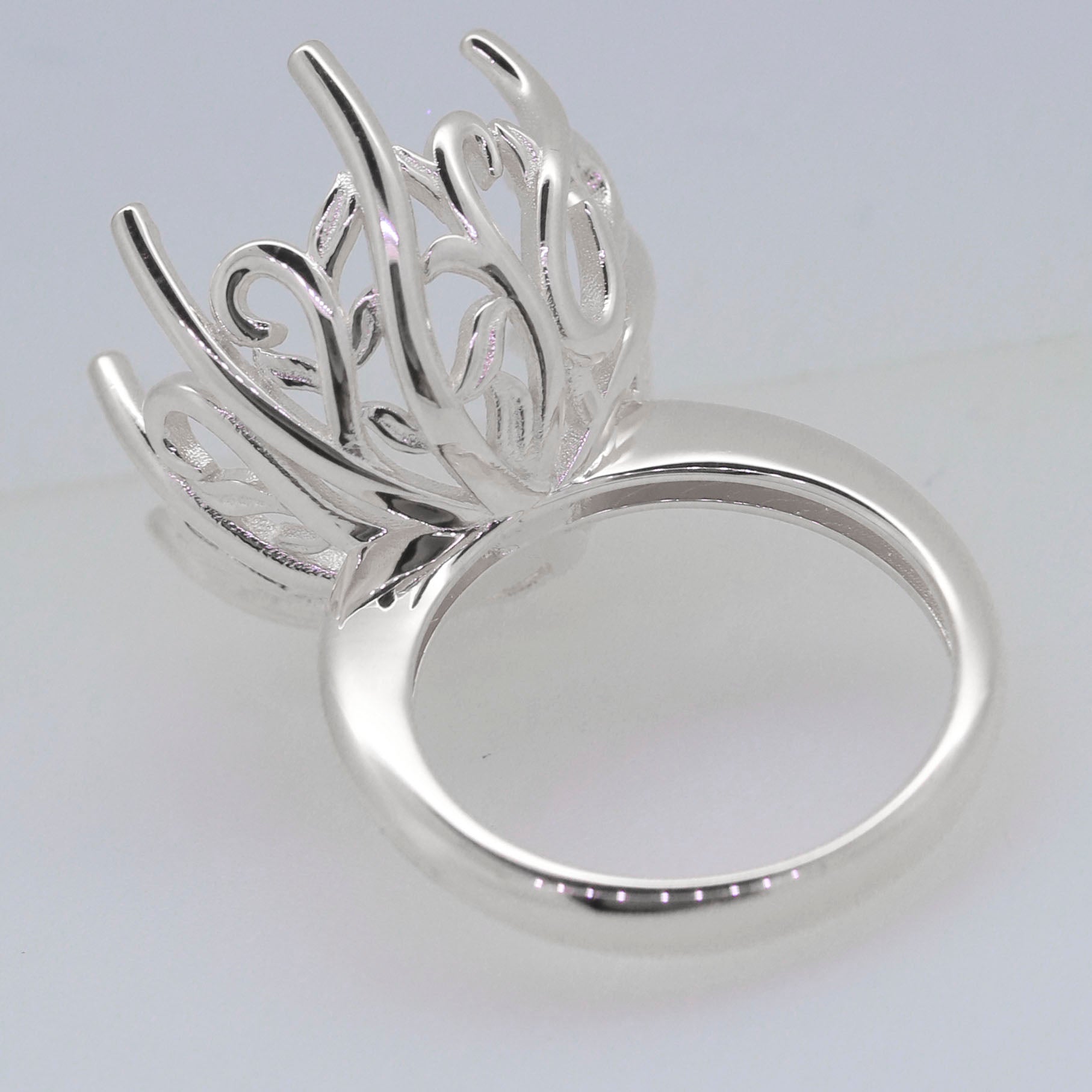 Sterling Silver Semi Mount Ring Setting Round RD 20x20mm Syzjewelry