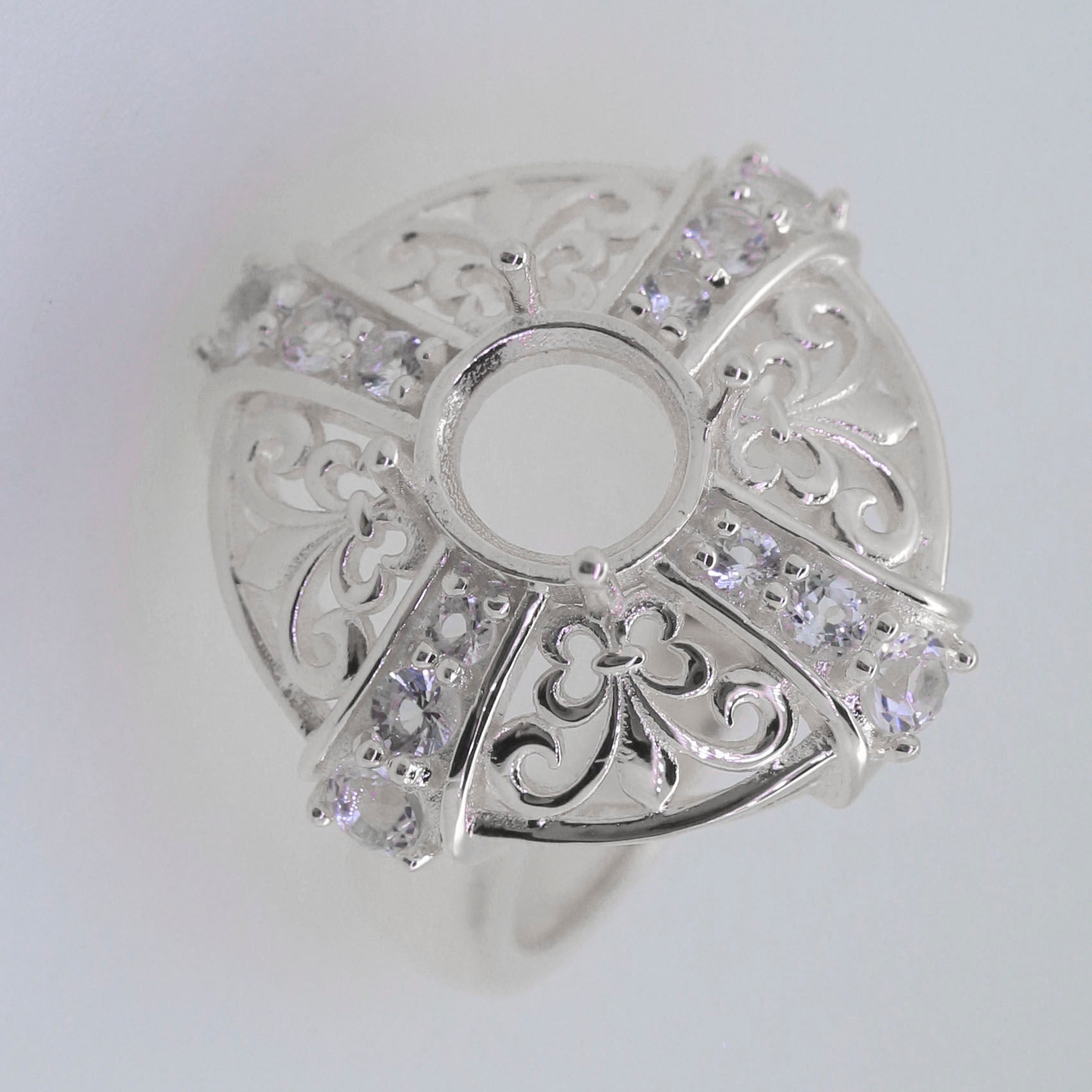 Sterling Silver Semi Mount Ring Setting Round RD 8x8mm Syzjewelry