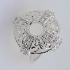 Sterling Silver Semi Mount Ring Setting Round RD 8x8mm Syzjewelry