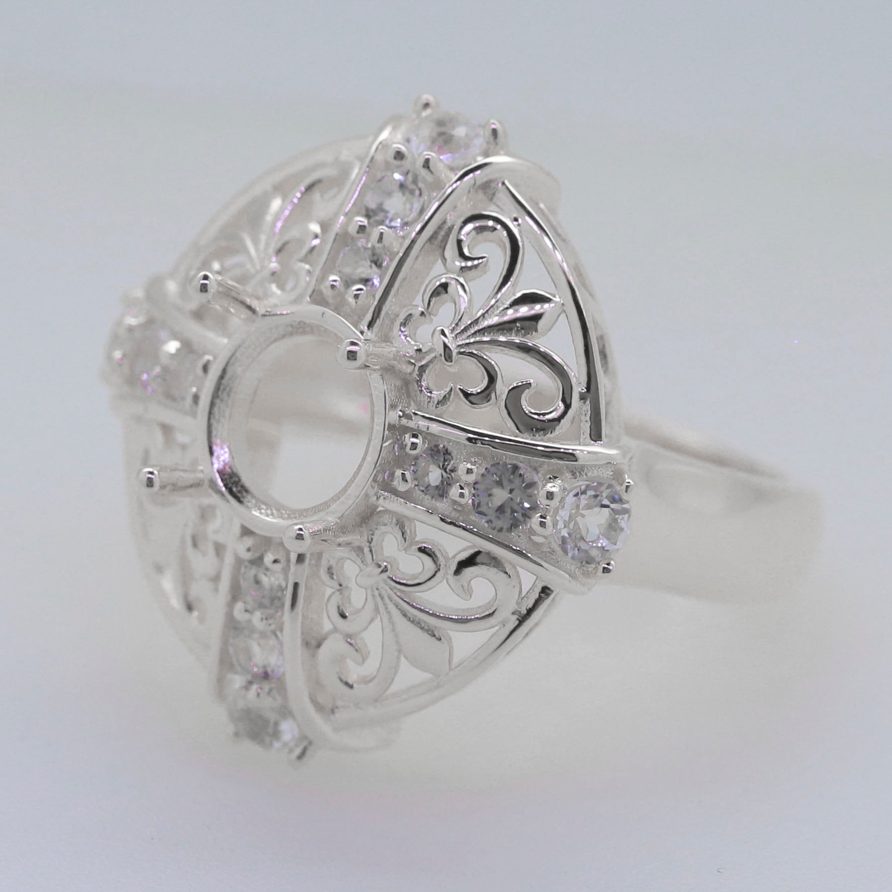 Sterling Silver Semi Mount Ring Setting Round RD 8x8mm Syzjewelry