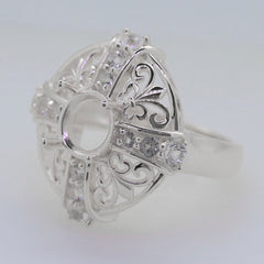 Sterling Silver Semi Mount Ring Setting Round RD 8x8mm Syzjewelry