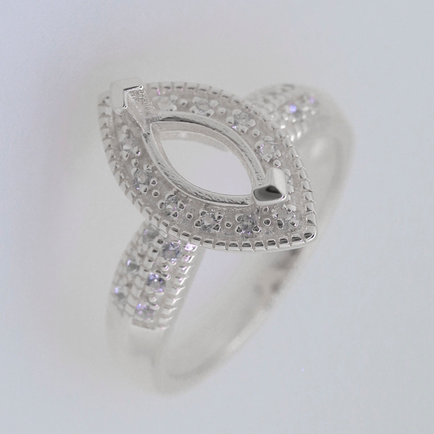 Sterling Silver Semi Mount Ring Setting Marquise MQ 10x5mm Syzjewelry