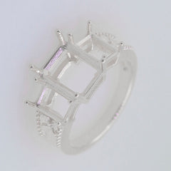 Sterling Silver Semi Mount Ring Setting OCT Emerald 10x8mm, 7x5mm Syzjewelry