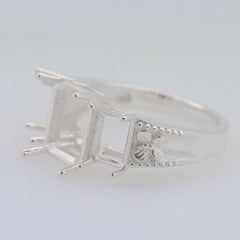 Sterling Silver Semi Mount Ring Setting OCT Emerald 10x8mm, 7x5mm Syzjewelry