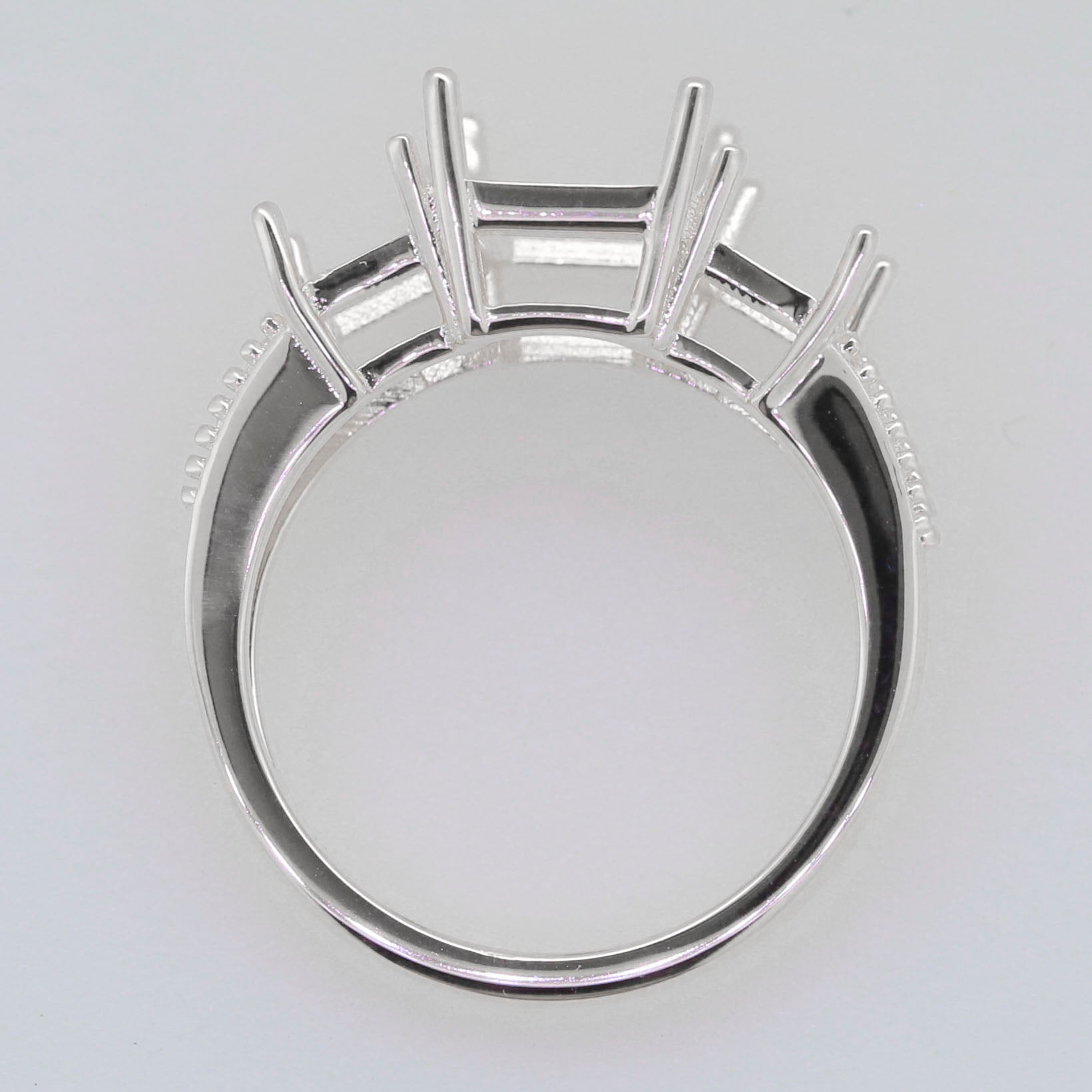 Sterling Silver Semi Mount Ring Setting OCT Emerald 10x8mm, 7x5mm Syzjewelry