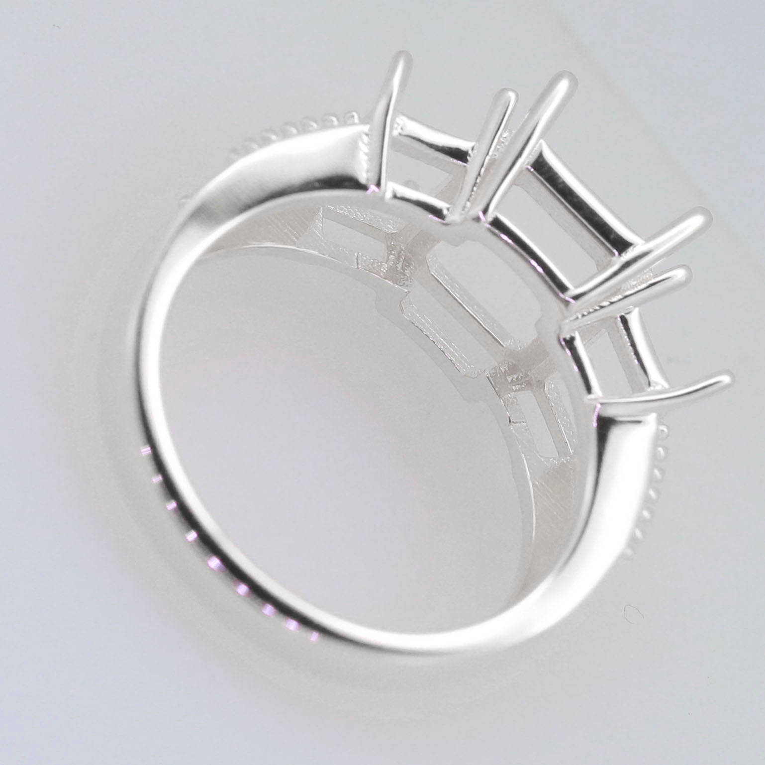 Sterling Silver Semi Mount Ring Setting OCT Emerald 10x8mm, 7x5mm Syzjewelry