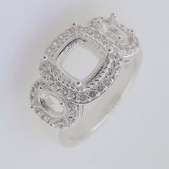 Sterling Silver Semi Mount Ring Setting CU Cushion 8x8mm Syzjewelry