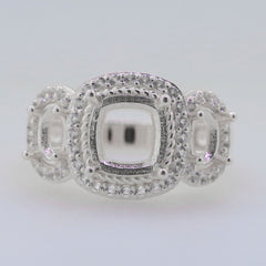 Sterling Silver Semi Mount Ring Setting CU Cushion 8x8mm Syzjewelry