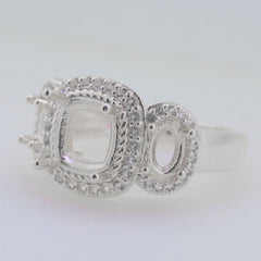 Sterling Silver Semi Mount Ring Setting CU Cushion 8x8mm Syzjewelry