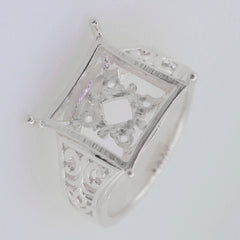 Sterling Silver Semi Mount Ring Setting SQ Princess 13x13mm Syzjewelry