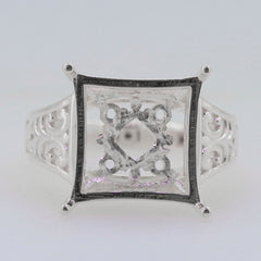 Sterling Silver Semi Mount Ring Setting SQ Princess 13x13mm Syzjewelry