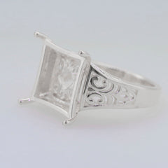 Sterling Silver Semi Mount Ring Setting SQ Princess 13x13mm Syzjewelry