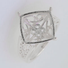 Sterling Silver Semi Mount Ring Setting Cushion CU 14x14mm Syzjewelry
