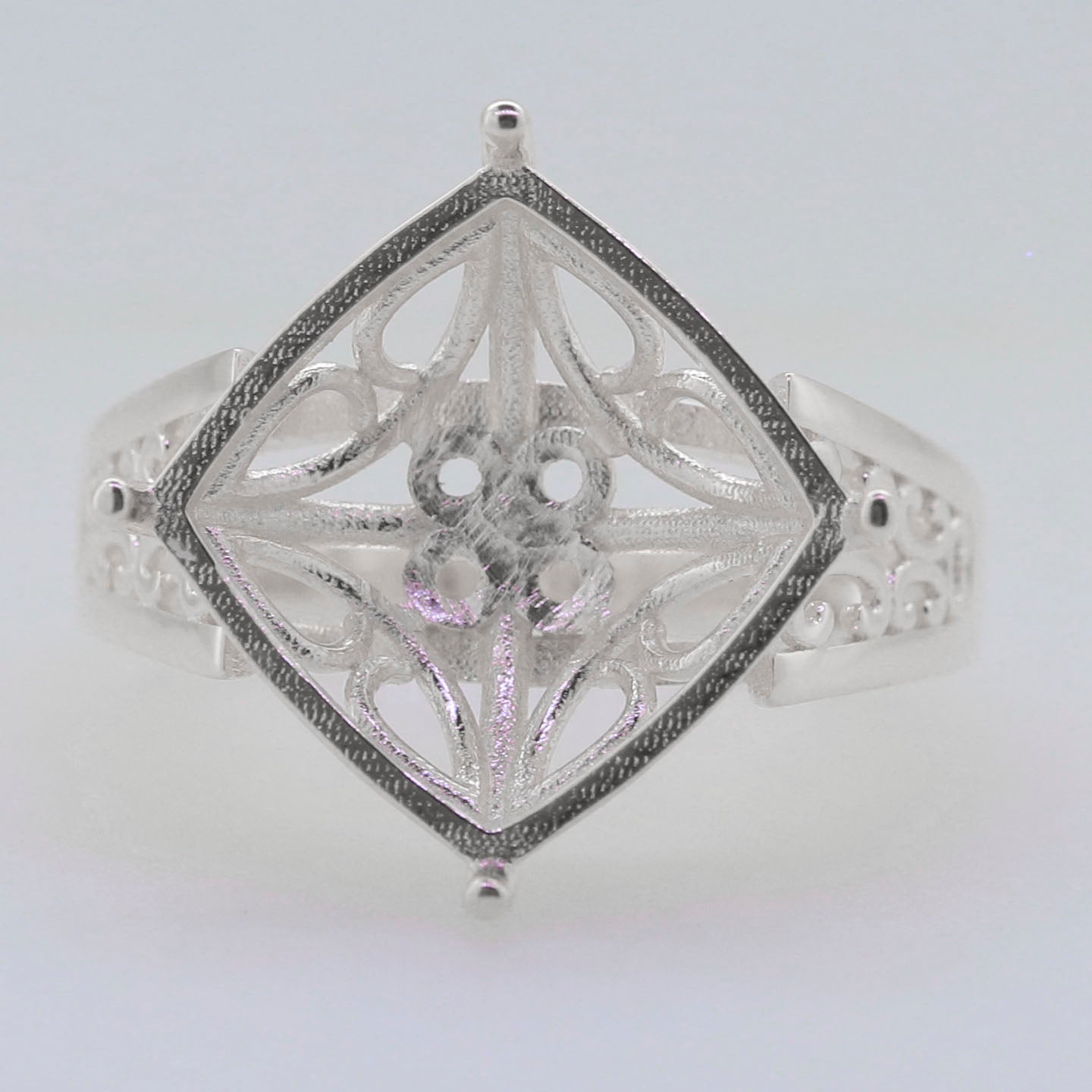 Sterling Silver Semi Mount Ring Setting Cushion CU 14x14mm Syzjewelry