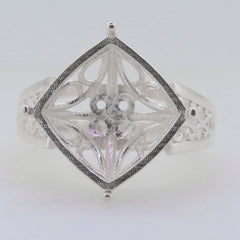 Sterling Silver Semi Mount Ring Setting Cushion CU 14x14mm Syzjewelry